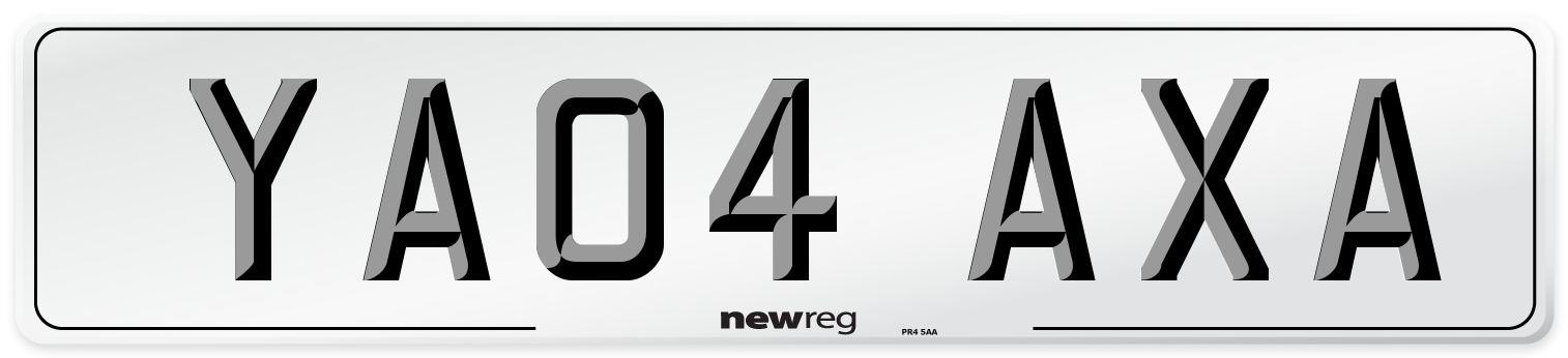 YA04 AXA Number Plate from New Reg